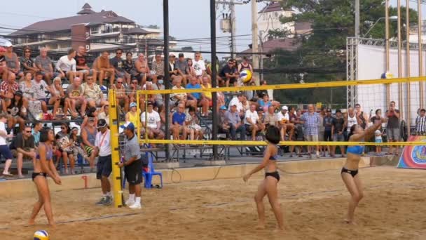 Womens Beach Volleyball Championship in Thailandia. Rallentatore — Video Stock