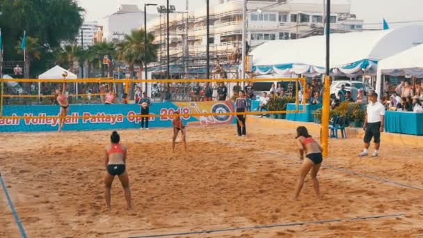 Womens Beach Volleyball Championship in Thailandia. Rallentatore — Video Stock