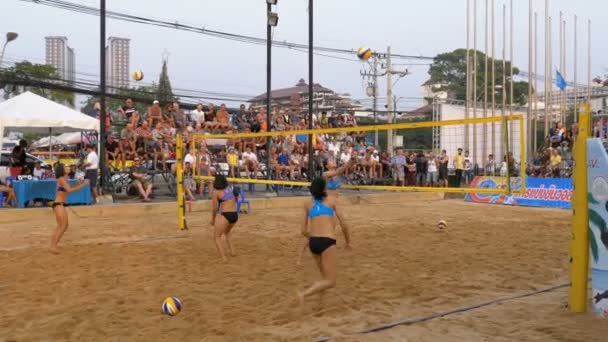 Womens Beach Volleybal Championship in Thailand — Stockvideo