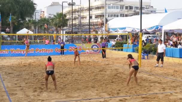 Womens Beach Volleyball Championship in Thailand. Slow Motion — Stock Video