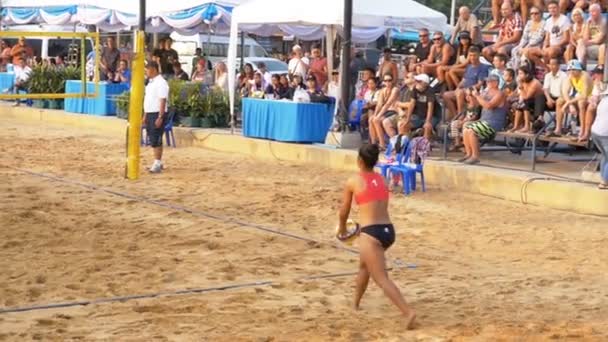 Womens Beach Volleyball Championship in Thailand (em inglês). Movimento lento — Vídeo de Stock