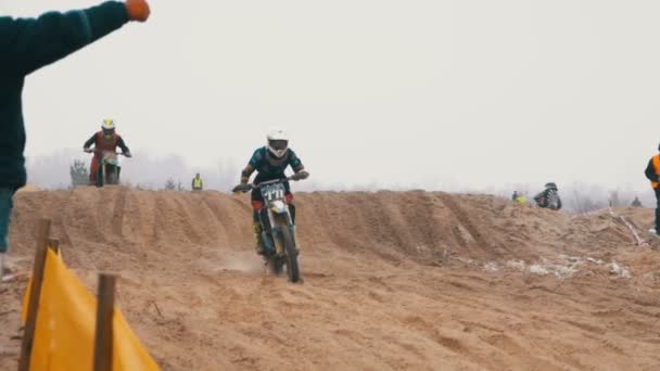 Motocross. Off-road racing on enduro bikes. Slow motion — Stock Video