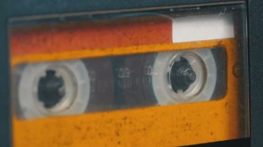 Vintage sarı ses kaset kaset kaydedici döner