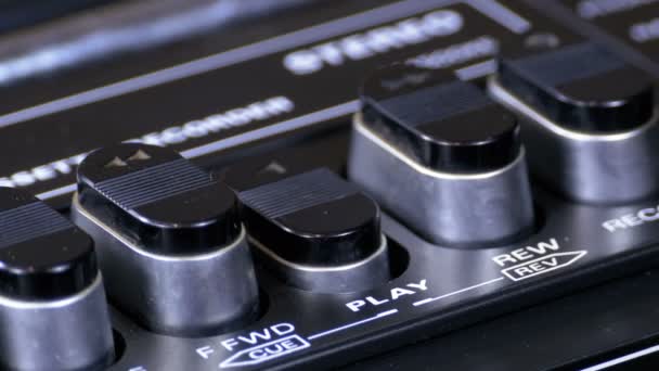 Pushing Button on a Tape Recorder, Play, Stop, Rec, ff, Rew — Stock Video