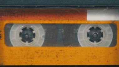 Vintage sarı ses kaset kaset kaydedici döner