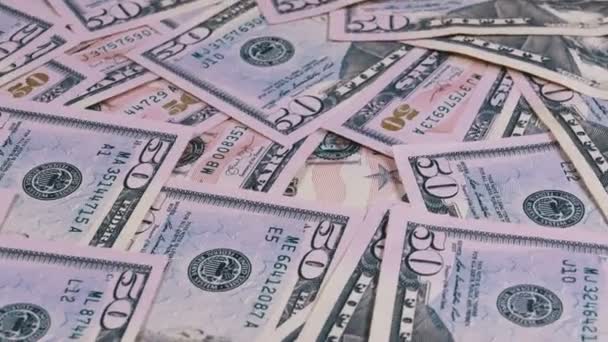 Hintergrund der amerikanischen Banknoten im Wert von 50 Dollar — Stockvideo