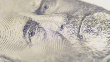 Başkan Grant 50 dolar Bill'in makroda yavaş dönen portresi
