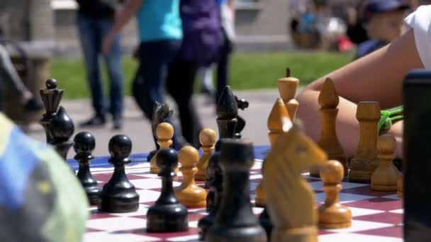 L'échiquier et les figures. Concours de dames chez les enfants — Video