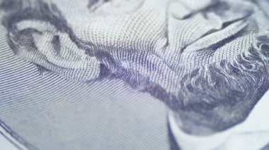 Beş dolarlık banknot yavaş dönen Abraham Lincoln yüzünde
