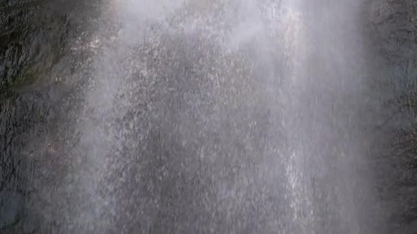 Cascade Makhuntseti en automne. Chute d'eau frappant sur les rochers. Mouvement lent . — Video