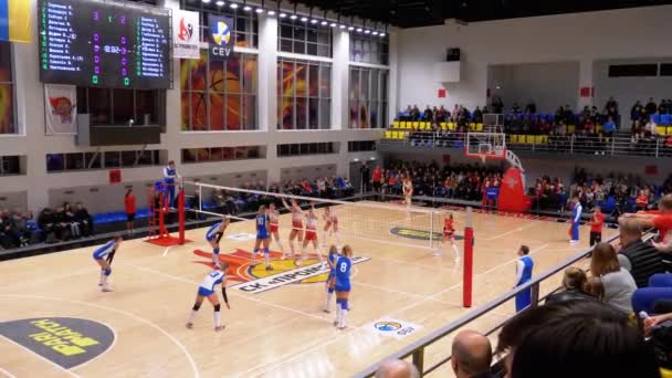 Championnat de volley-ball féminin. Match de Super League avec Spectateurs Intérieur — Video