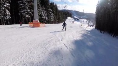 Amatör Kayakçıların Kayak Tesisindeki Kayak Yamacında Birinci Şahıs Görünümü