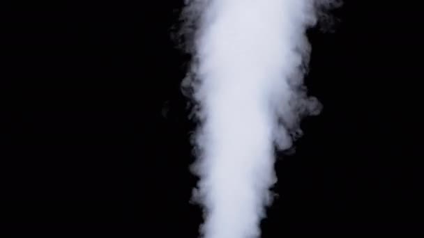 White Water Vapor. Jet of Vapour Steam on Black Background. Slow Motion — Stock Video