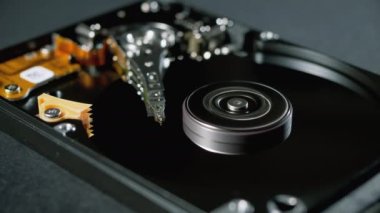 Hard Disk Sürücüsü Döndürme Tabağı ile açıldı. Manyetik Başlığın Yazılmasının Hareketi