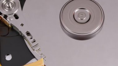 Hard Disk Sürücüsü Döndürme Tabağı ile açıldı. Manyetik Başlığın Yazılmasının Hareketi