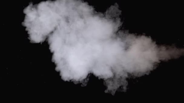 Waterdamp. White Jet of Vapour Steam op zwarte achtergrond. Langzame beweging — Stockvideo