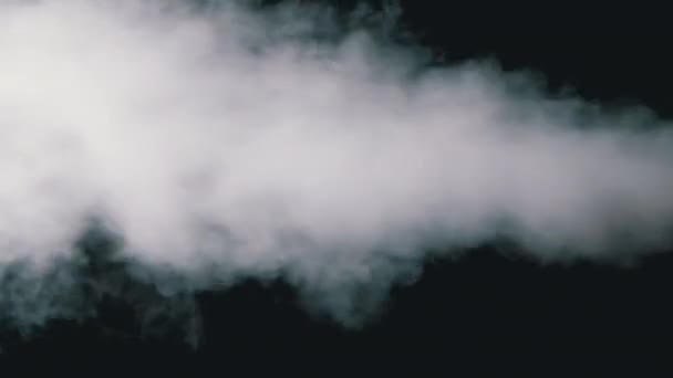 Vapor de água branca. Jet of Vapour Steam em fundo preto. Movimento lento — Vídeo de Stock