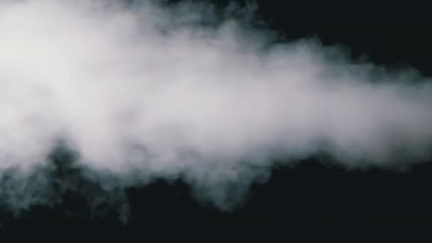 Vapor d'acqua bianca. Jet of Vapour vapore su sfondo nero. Rallentatore — Video Stock