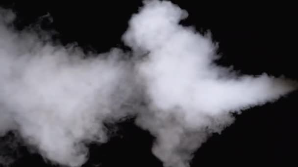 Waterdamp. White Jet of Vapour Steam op zwarte achtergrond. Langzame beweging — Stockvideo