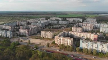 Şehir Uyuyan Alanında Yüksek Binaların Oturduğu Bloklar, Havadan Bakış Alanı