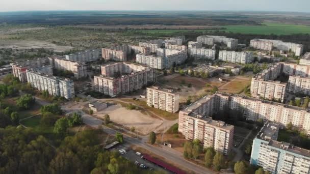 Lakó blokkok a High Rise Apartman Épületek egy alvó terület a város, Aerial View — Stock videók