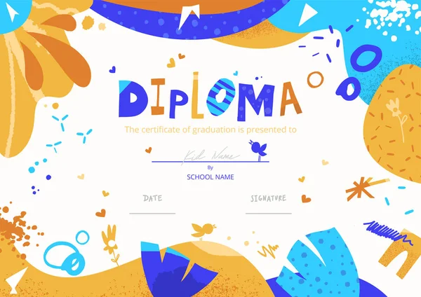 Modern Colorful Diploma Template Kids Vector Illustration Template Certificate Background — Free Stock Photo