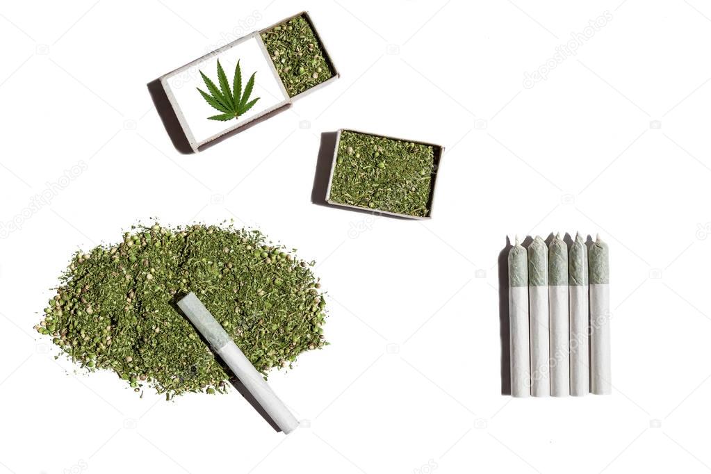 Rolled cigarettes with cannabis.