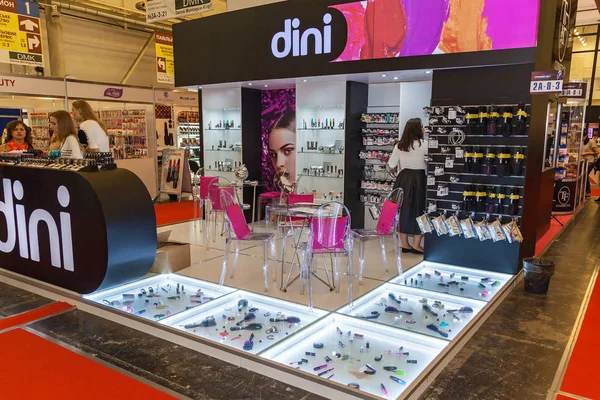Exhibition stands of cosmetics manufacturers Stock Photo
