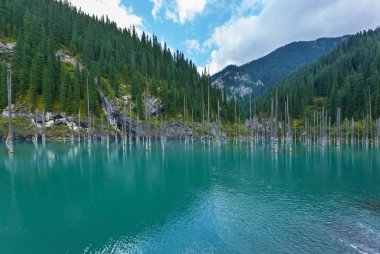 blue mountain lake in Kazakhstan clipart