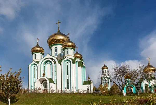 Chiesa Ortodossa Con Cupole Oro Autunno Giornata Sole Chiesa Tutti — Foto Stock