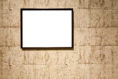 Boş resim çerçeveleri duvar. Yaşlı duvar doku ile boş fotoğraf çerçevelemek