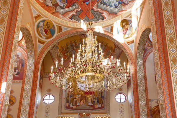 Lámpara Araña Iglesia Fondo Los Santos Araña Iglesia — Foto de Stock