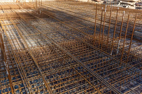 Projeto da gaiola de reforço de armadura para moldura de concreto — Fotografia de Stock
