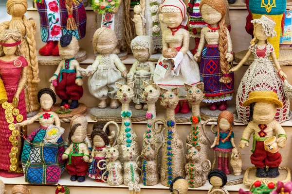 Traditional Ukrainian dolls at the market Royalty Free Stock Photos