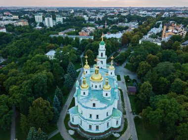 Top view of Assumption Cathedral in Poltava, Ukraine clipart