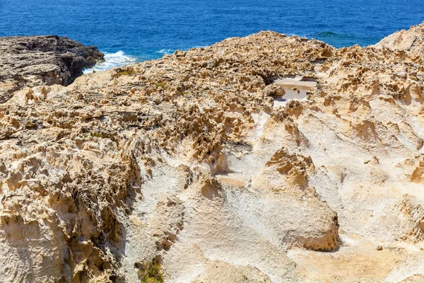 Formação Rochas Cársticas Costa Ilha Gozo Malta — Fotografia de Stock