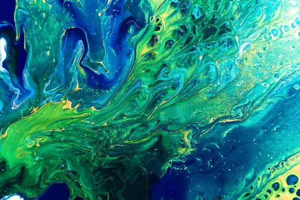 Vacker Akryl Bakgrund Gröna Och Blå Färger Abstrakta Färgglada Konsistens — Stockfoto