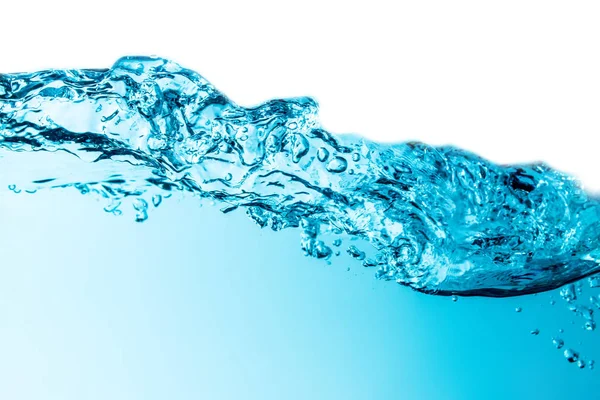 Top kék víz hullám vízszintes vonal a buborékok háttér textúra elszigetelt — Stock Fotó