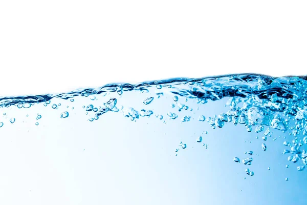 Kék víz hullám tetején elszigetelt buborékok háttér — Stock Fotó