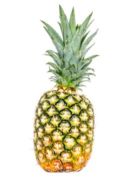 Beyaz arkaplanda izole edilmiş ananas meyvesi