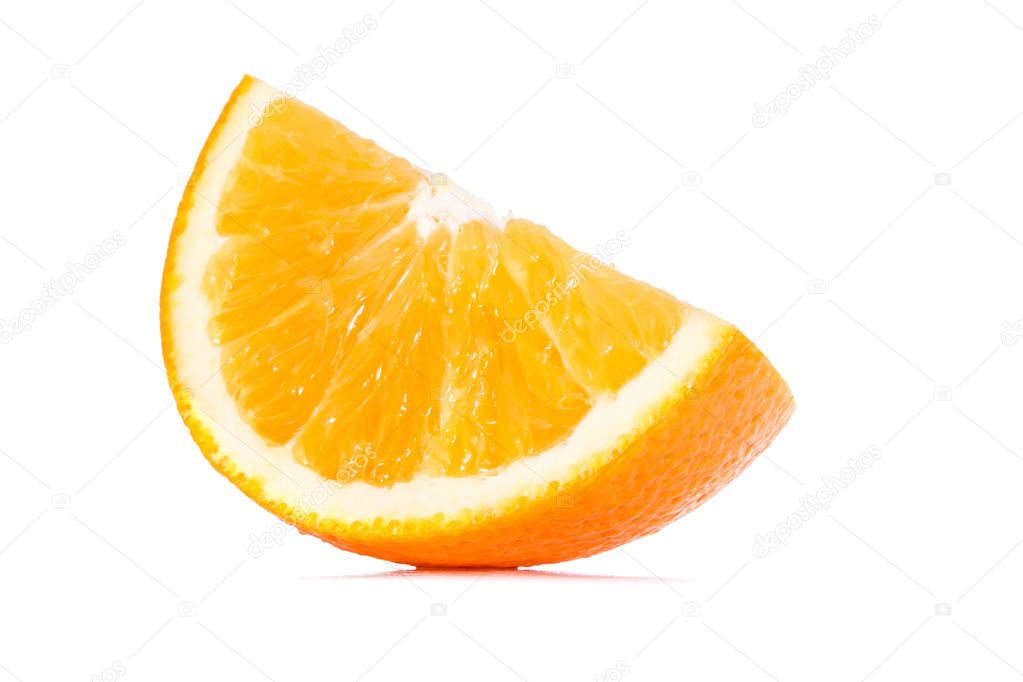 Orange slice closeup background texture isolated on white background