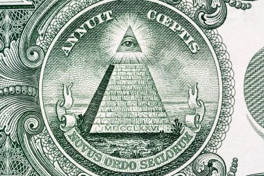 Piramit makrosu 10 Amerikan doları banknota yakın çekim. Bir dolarlık banknotun ayrıntıları. Büyük büyük boyut.