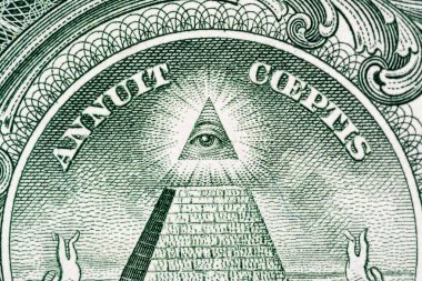 Piramit makrosu 10 Amerikan doları banknota yakın çekim. Bir dolarlık banknotun ayrıntıları. Büyük büyük boyut.