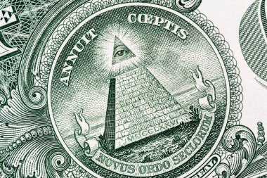 Piramit makrosu 10 Amerikan doları banknota yakın çekim. Bir dolarlık banknotun ayrıntıları. Büyük büyük boyut.