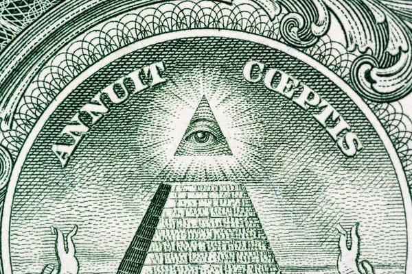 Piramit makrosu 10 Amerikan doları banknota yakın çekim. Bir dolarlık banknotun ayrıntıları. Büyük büyük boyut.