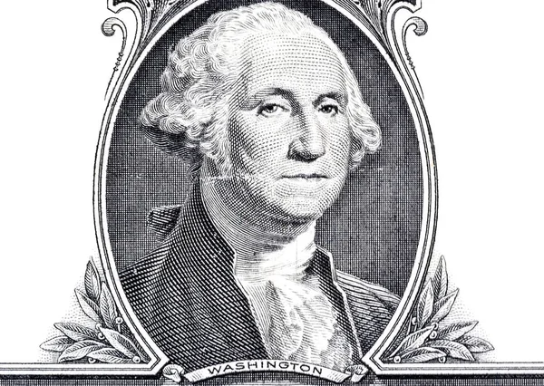 Портрет Джорджа Вашингтона на макро-макро банкноте в 1 доллар США на белом фоне — стоковое фото