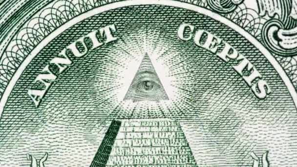 Creative Parallax Video Details American Banknote Rotating Eyes Top Pyramid — стокове відео