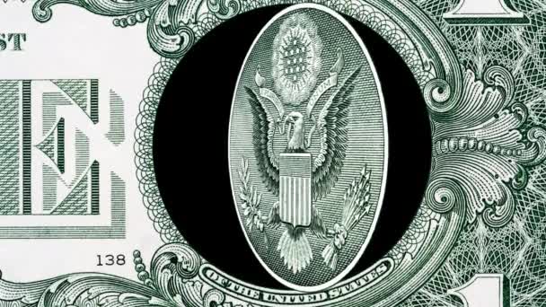 Creative Parallax Video Details American Dollar Banknote Rotating Eagle Close — Stock Video