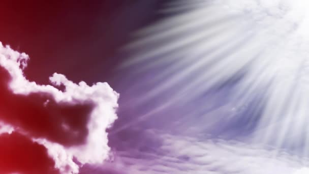Kreatywne Wideo Paralaksowym Efektem Nieba Ruchomymi Chmurami Cumulus Jasnym Światłem — Wideo stockowe