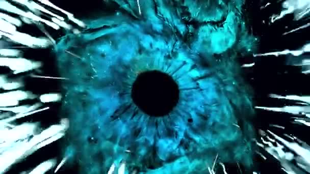 Yıldızların Arasından Uzayda Büyük Bir Göz Şeklinde Dönen Güzel Mavi — Stok video
